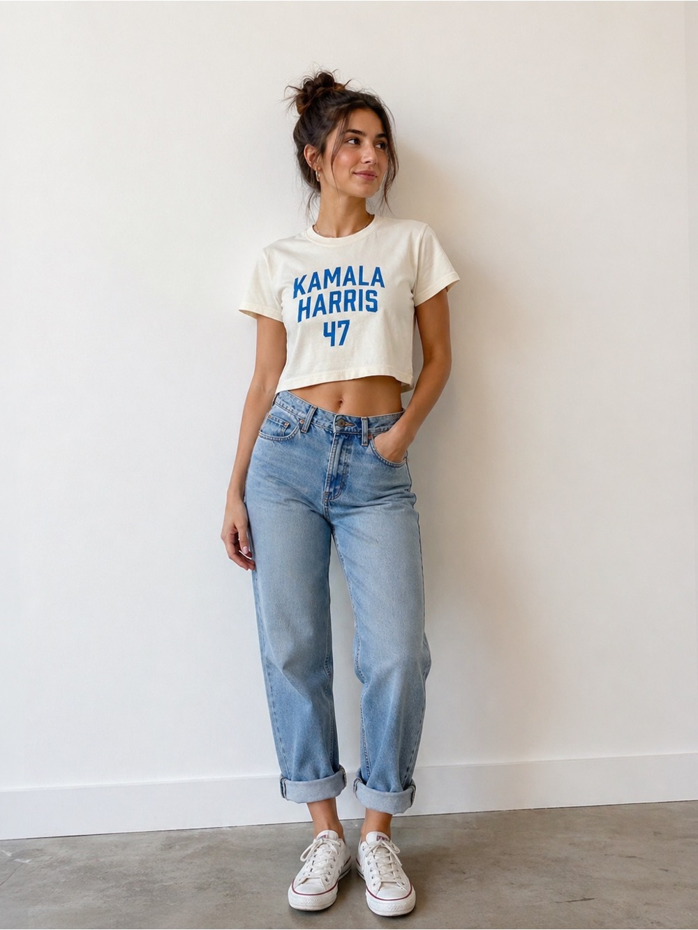 Kamala Harris 47 Cropped Tee Comfort Colors  Small Cream